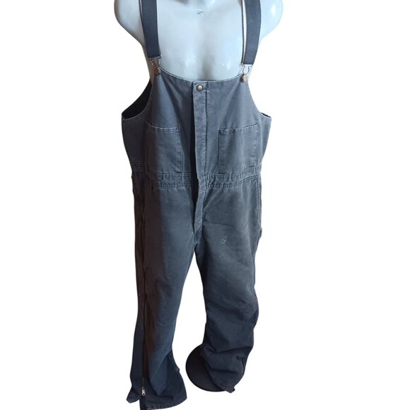 Large Short 38-40 Vintage Zero-Zone Walls Gray Insulated Work Bib Overalls  90s - Picture 1 of 11